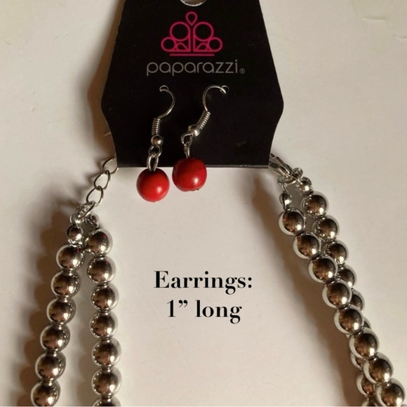 NWT Paparazzi Red and Silver Beaded Necklace Set - Picture 3 of 13